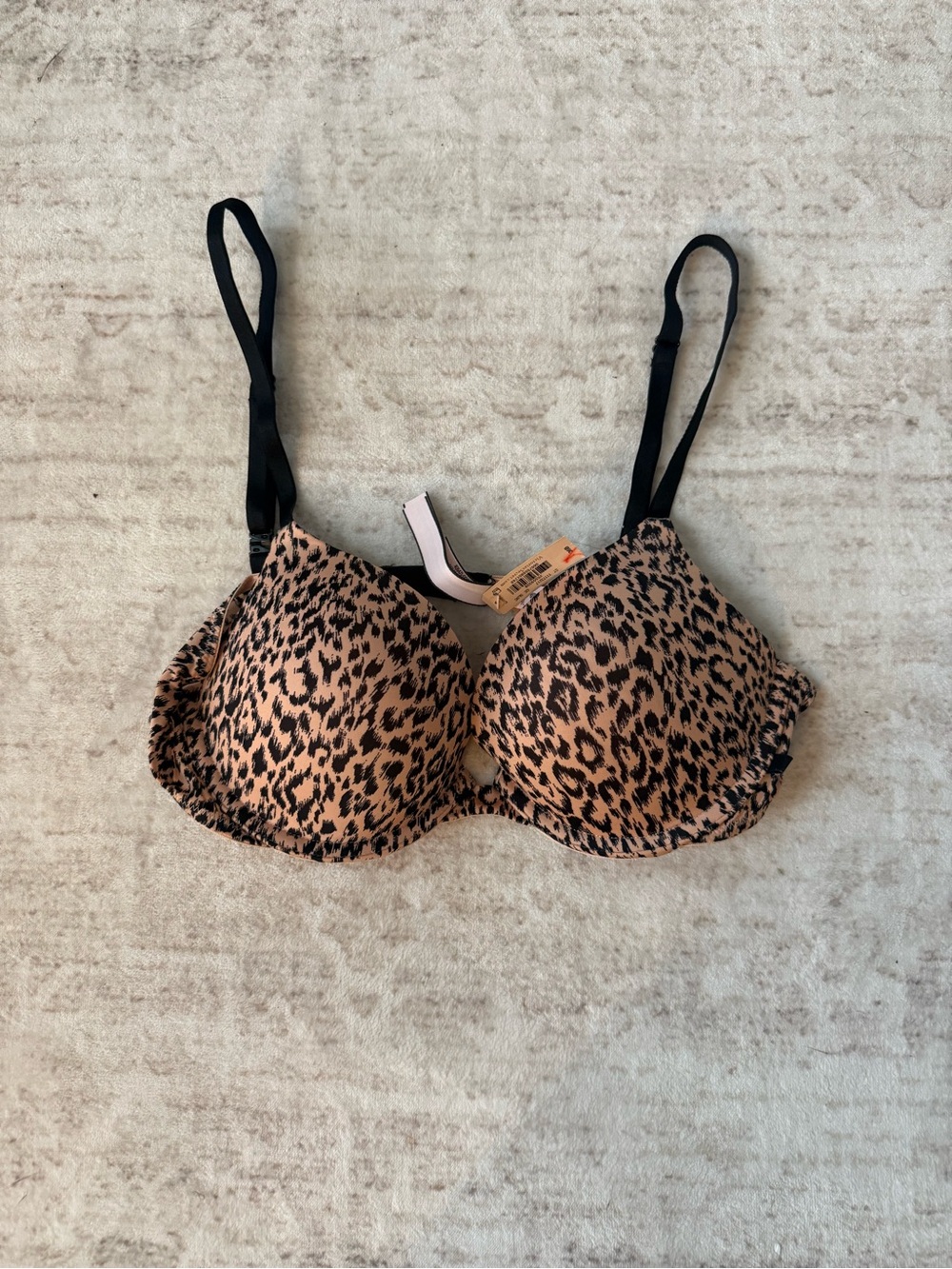 Leopard Victoria’s Secret Print T-Shirt Bra with Black Straps